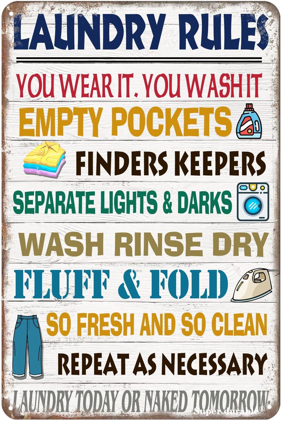 Home Bathroom Rules - 초강력 내구성 빈티지 금속 틴 사인