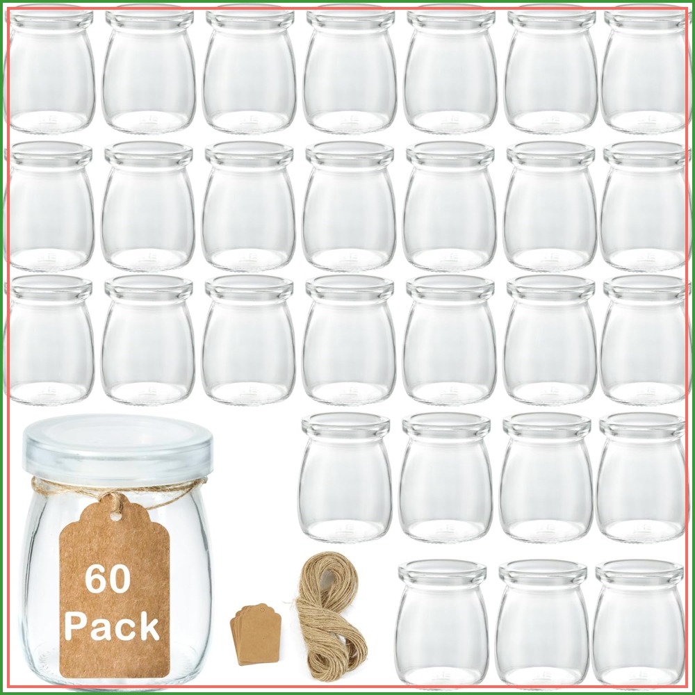 Bath Salts Jar - 60개입 3.4온스 미니 유리병(뚜껑 포함), 푸딩,