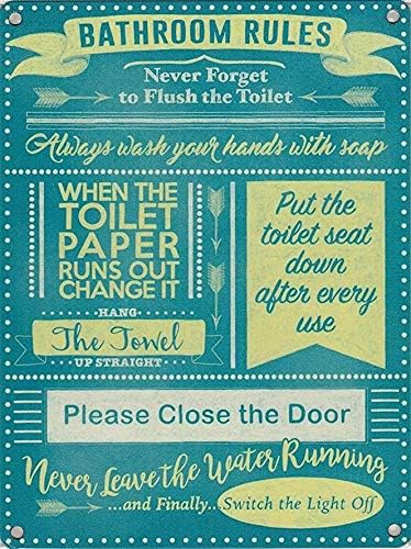 Home Bathroom Rules - 빈티지 스타일 금속 벽 장식판 욕실