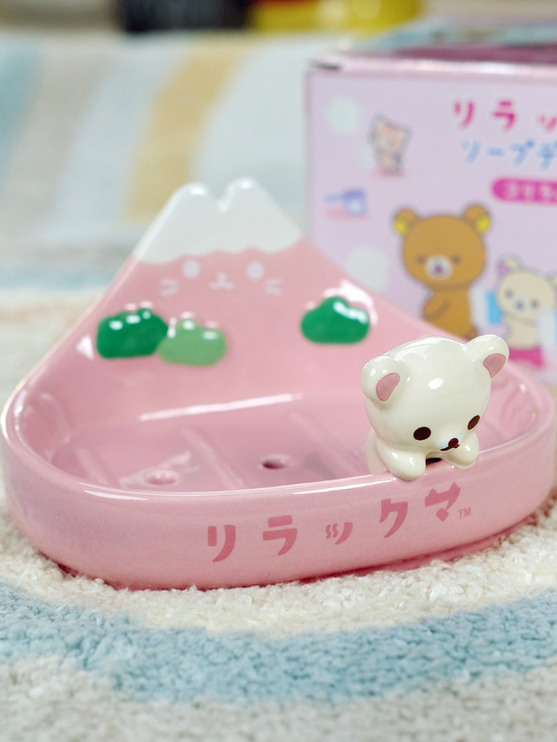 귀여운 세라믹 3D 만화 리락쿠마 후지산 비누 받침대  - Home Goods Bathroom Vanity 리뷰 및 가격